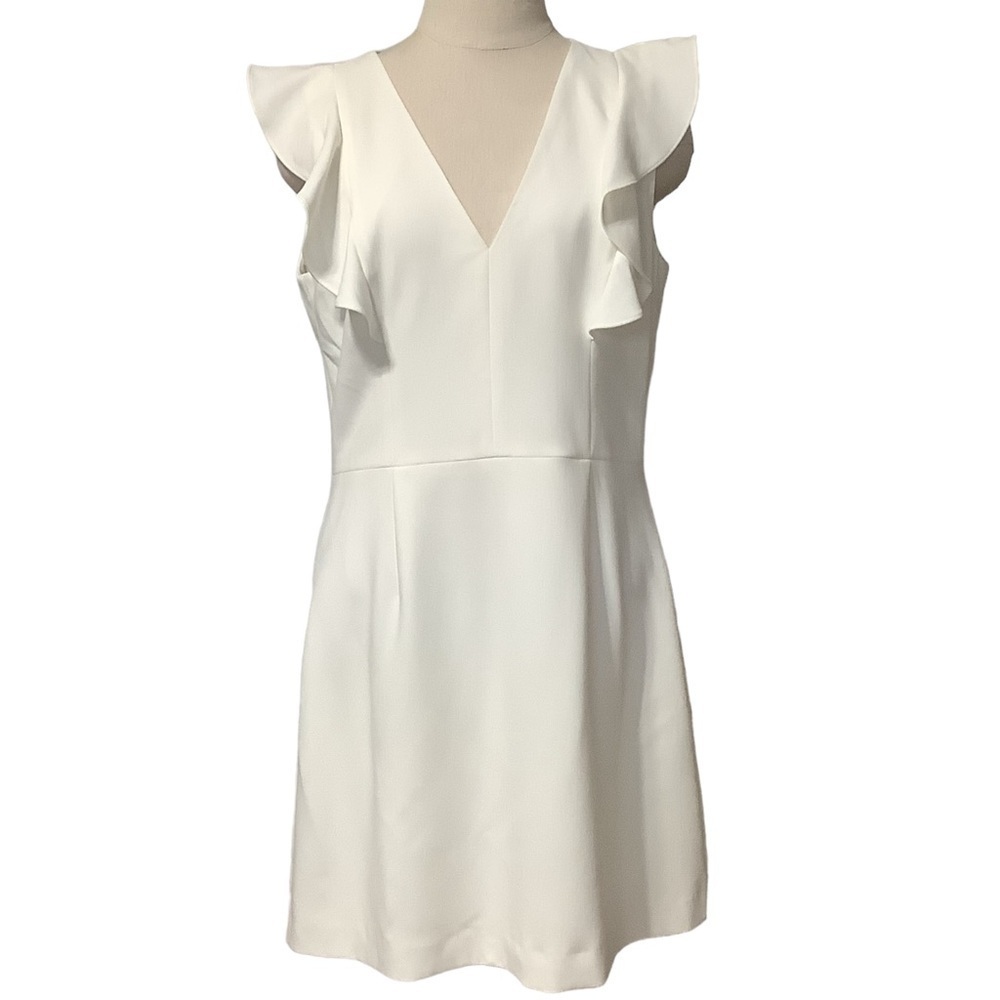 FRENCH CONNECTION Whisper Ruffled V-Neck Mini Dress‎ - Size 10